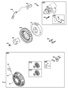 Flywheel, Ignition, And Starter Group Diagram and Parts List for 19N137-0344-B5 100000 - 19Z999 Briggs and Stratton Engine